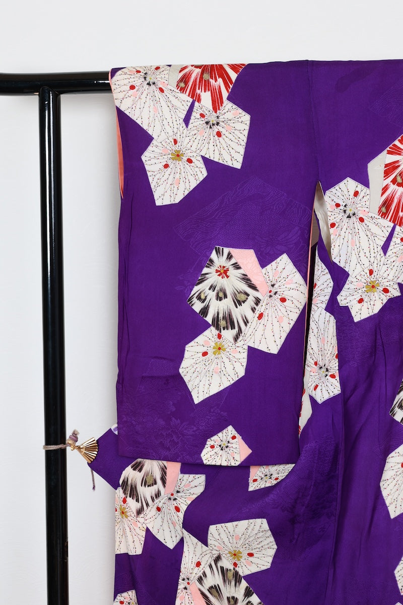 Antique Komon kimono bule-purple /R566