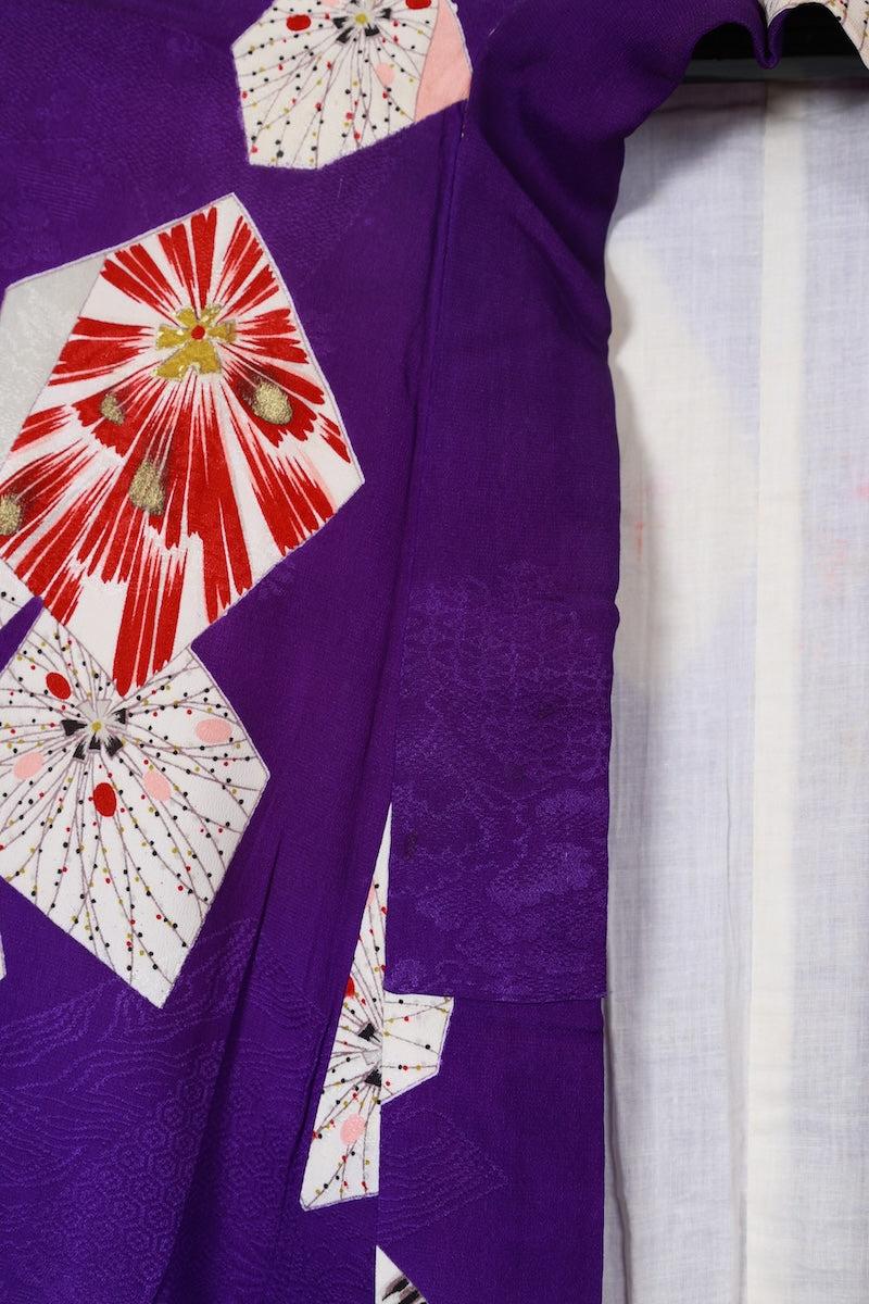 Antique Komon kimono bule-purple /R566