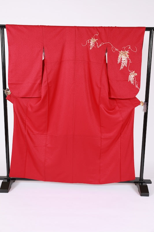 Japanese kimono used <Iromuzi> Lsize  polyester /T678