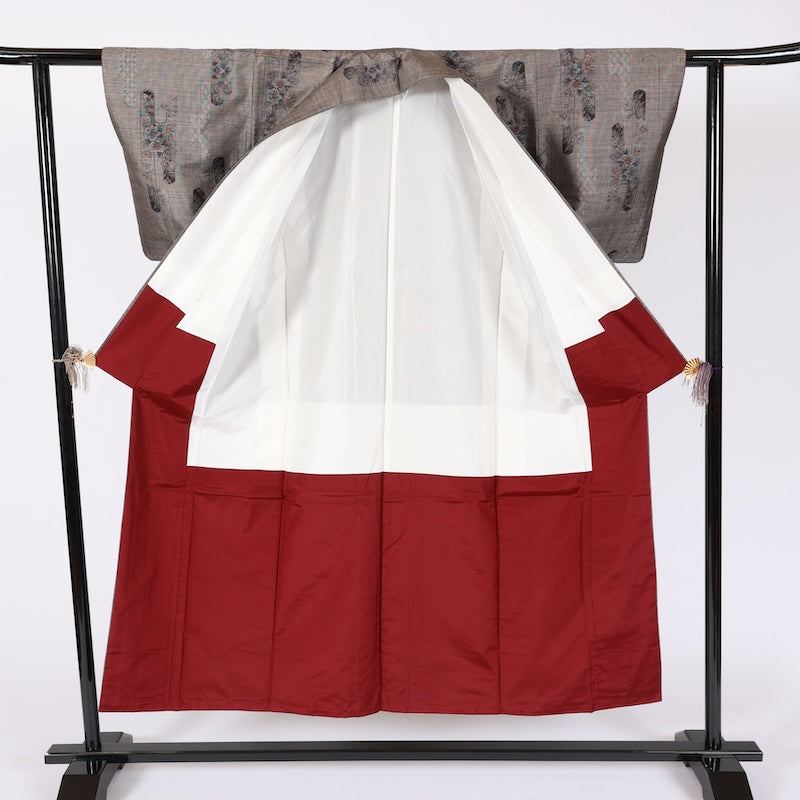 Japanese kimono used <Tsumugi> Msize  silk 100% /T688