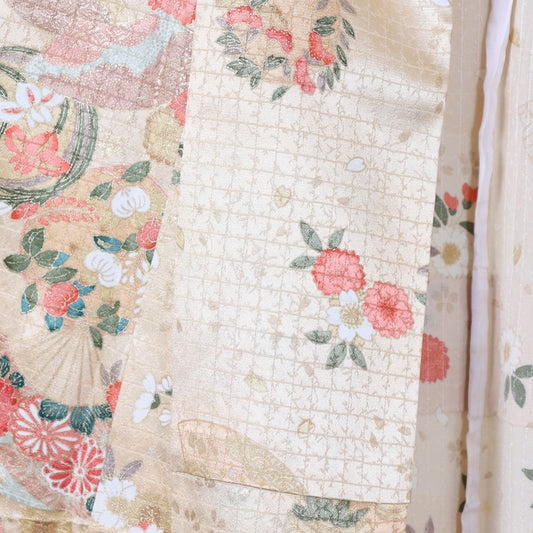 Japanese kimono used(Komon)L Size 100%Silk A9