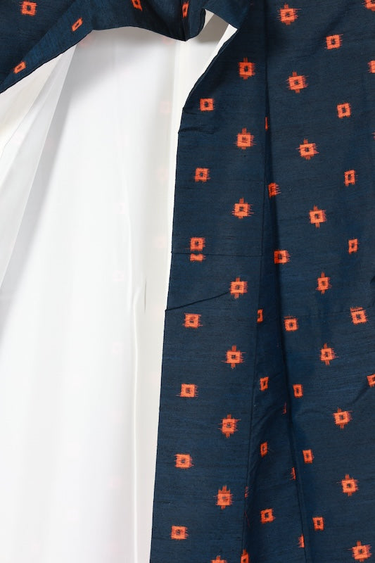 Japanese kimono used <Tsumugi> L-size  silk 100% /B1140