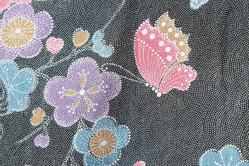 Komon kimono gray butterfly /R545