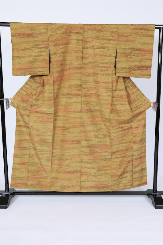 Japanese kimono used <Tsumugi> M-size  silk 100% /B1137
