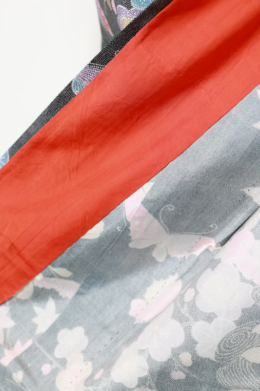 Komon kimono gray butterfly /R545