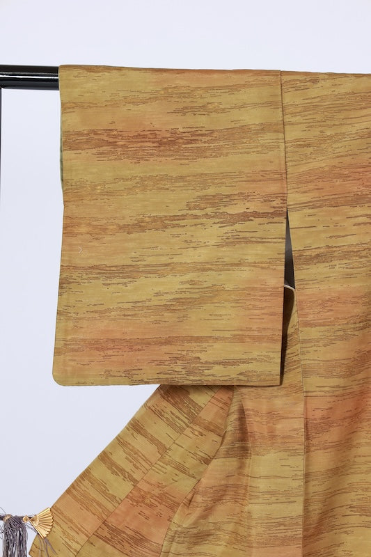 Japanese kimono used <Tsumugi> M-size  silk 100% /B1137
