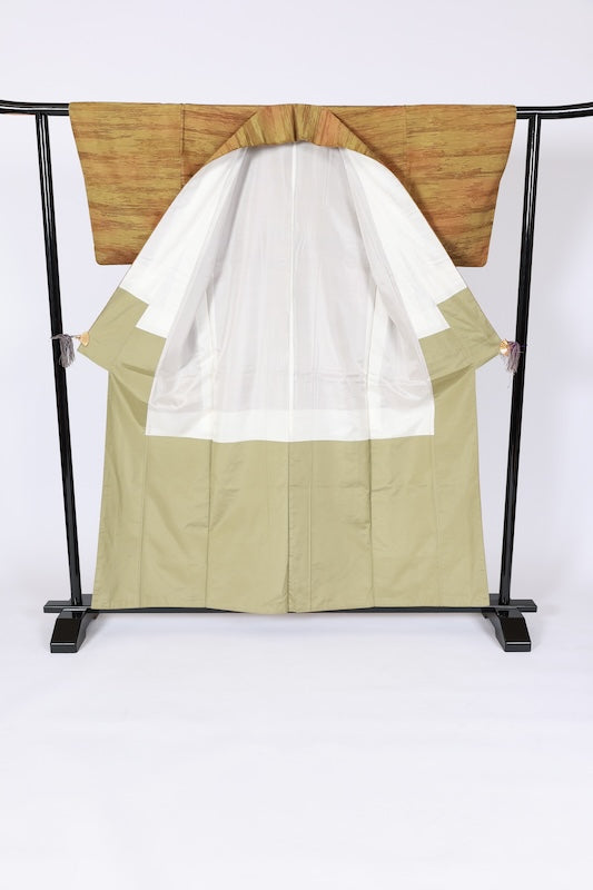 Japanese kimono used <Tsumugi> M-size  silk 100% /B1137