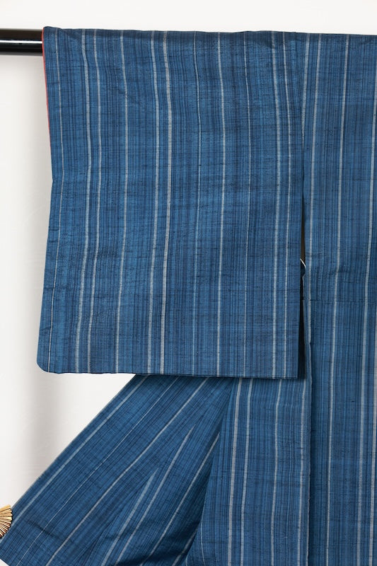 Tsumugi kimono indigo gray pre-owned /R546