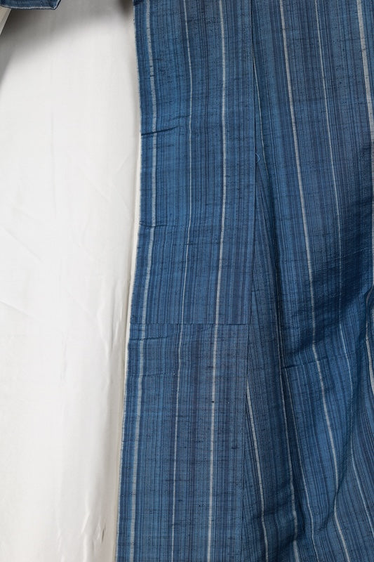 Tsumugi kimono indigo gray pre-owned /R546