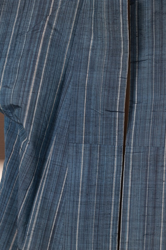 Tsumugi kimono indigo gray pre-owned /R546