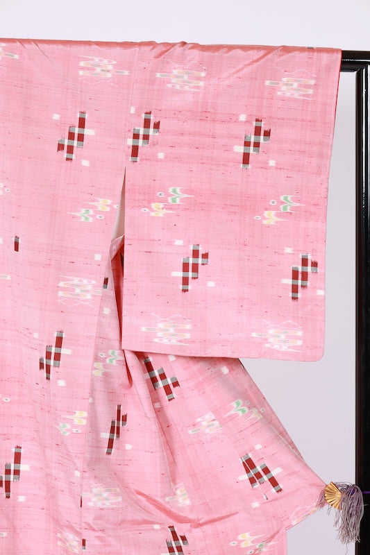 Japanese kimono Unused New <Tsumugi> M-size  silk 100% /B1136