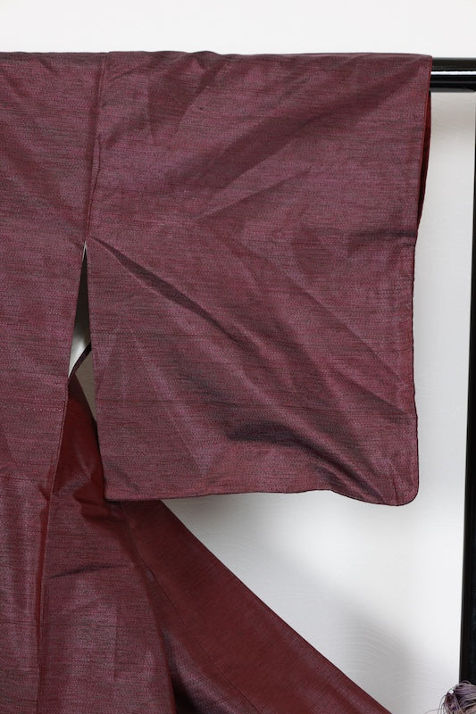 Tsumugi kimono purple gray pre-owned /R578
