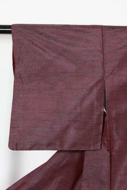 Tsumugi kimono purple gray pre-owned /R578
