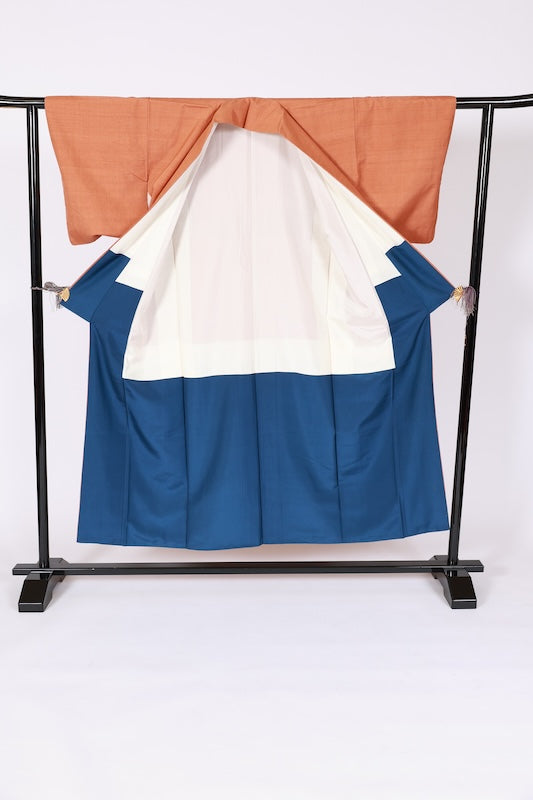 Japanese kimono used <Tsumugi> Msize  silk 100% /B1126