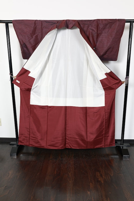 Tsumugi kimono purple gray pre-owned /R578