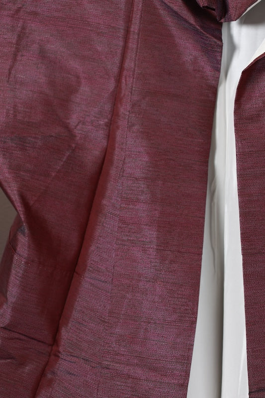 Tsumugi kimono purple gray pre-owned /R578