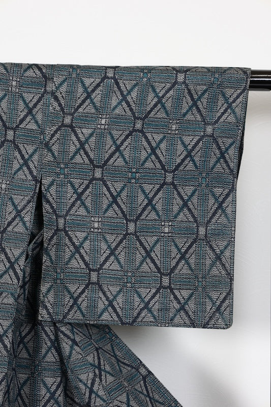 Tsumugi kimono green purple brown new /R581