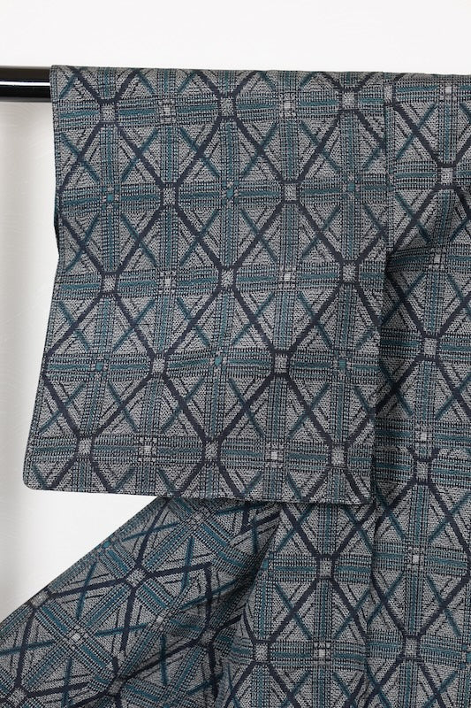 Tsumugi kimono green purple brown new /R581
