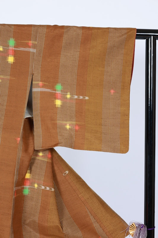 Japanese kimono used <tsumugi> M-size  silk 100% /B1134