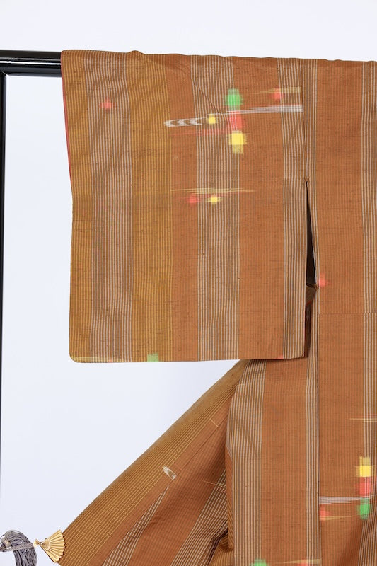 Japanese kimono used <tsumugi> M-size  silk 100% /B1134