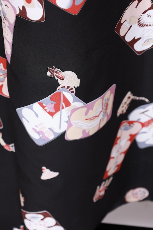 Japanese kimono used <Tsumugi> L-size  silk 100% /B1133