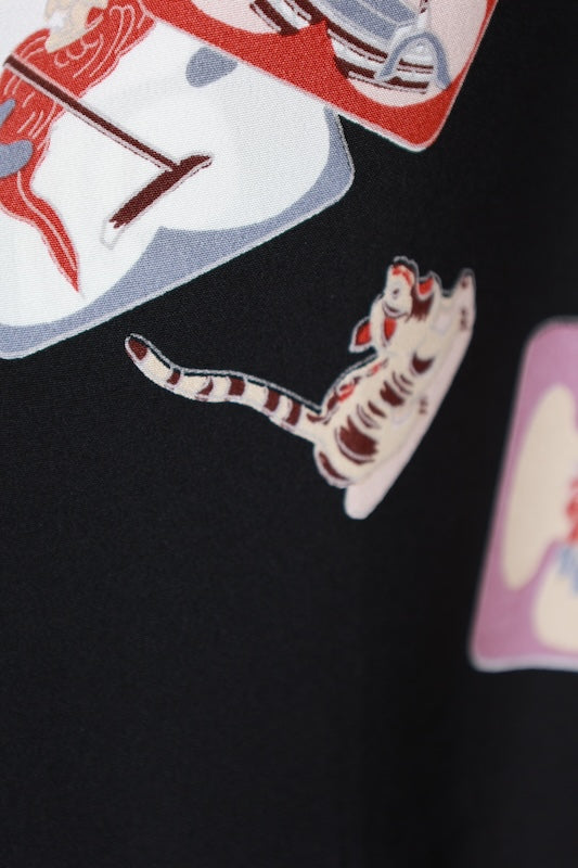 Japanese kimono used <Tsumugi> L-size  silk 100% /B1133