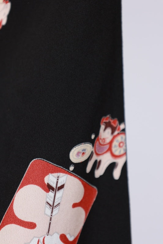 Japanese kimono used <Tsumugi> L-size  silk 100% /B1133