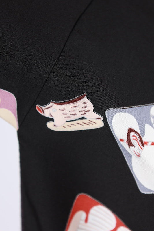 Japanese kimono used <Tsumugi> L-size  silk 100% /B1133