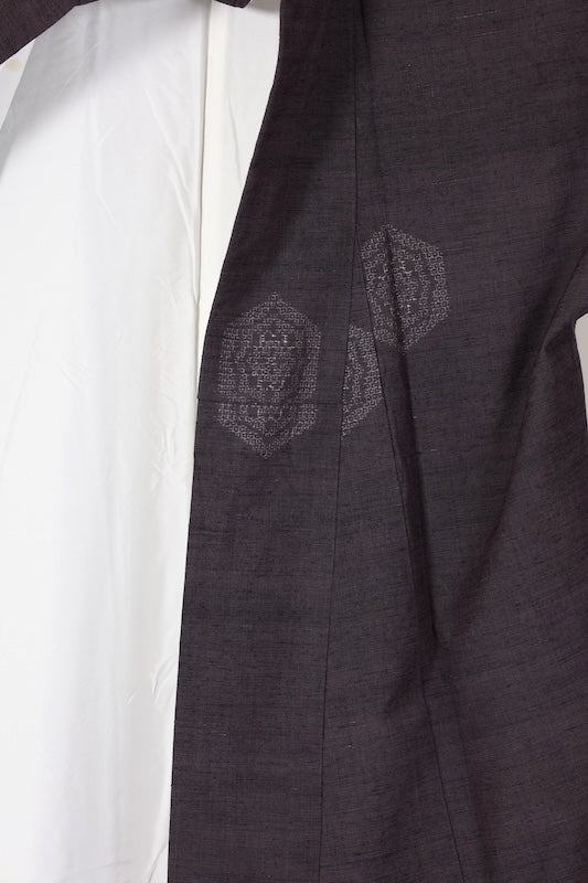 Japanese kimono used <Tsumugi> L-size  silk 100% /B1133