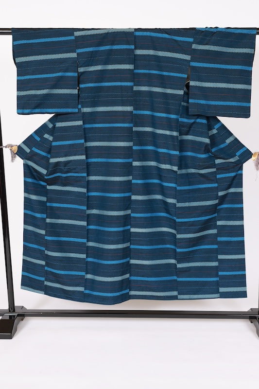 Japanese kimono used <Tsumugi> M-size  silk 100% /B1127