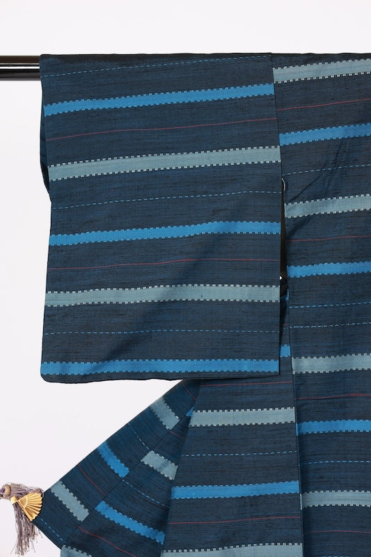 Japanese kimono used <Tsumugi> M-size  silk 100% /B1127