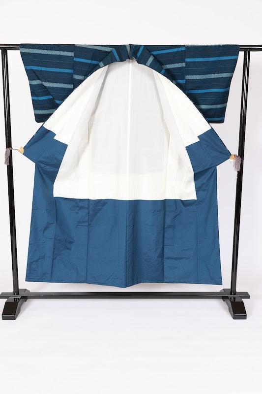 Japanese kimono used <Tsumugi> M-size  silk 100% /B1127