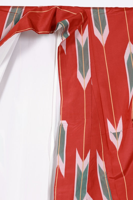 Japanese kimono used <Tsumugi> L-size  silk 100% /B1132