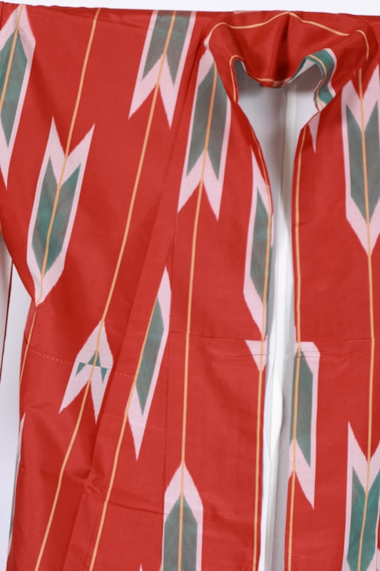 Japanese kimono used <Tsumugi> L-size  silk 100% /B1132