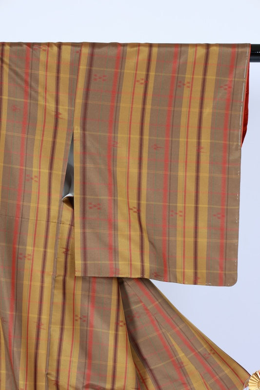 Japanese kimono Unused New <Tsumugi> Msize  silk 100% /BB1132