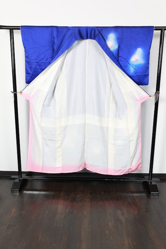 Houmongi kimono Shades of blue flower pre-owned /R580