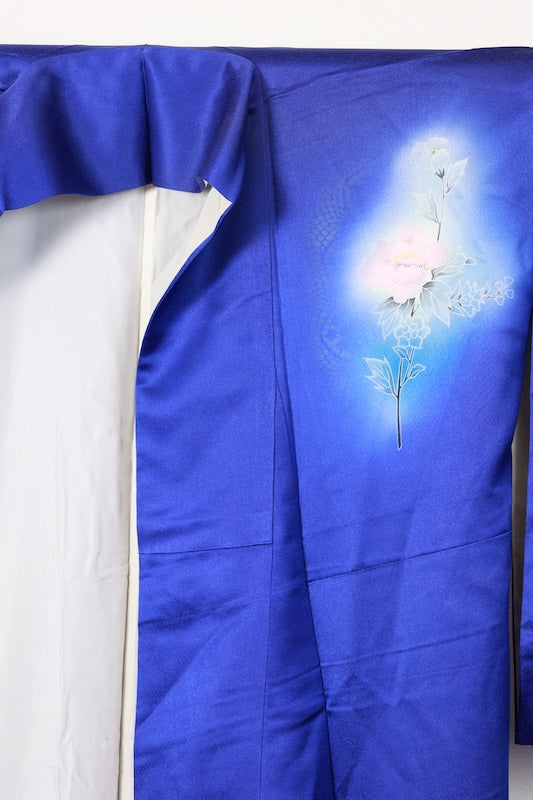 Houmongi kimono Shades of blue flower pre-owned /R580