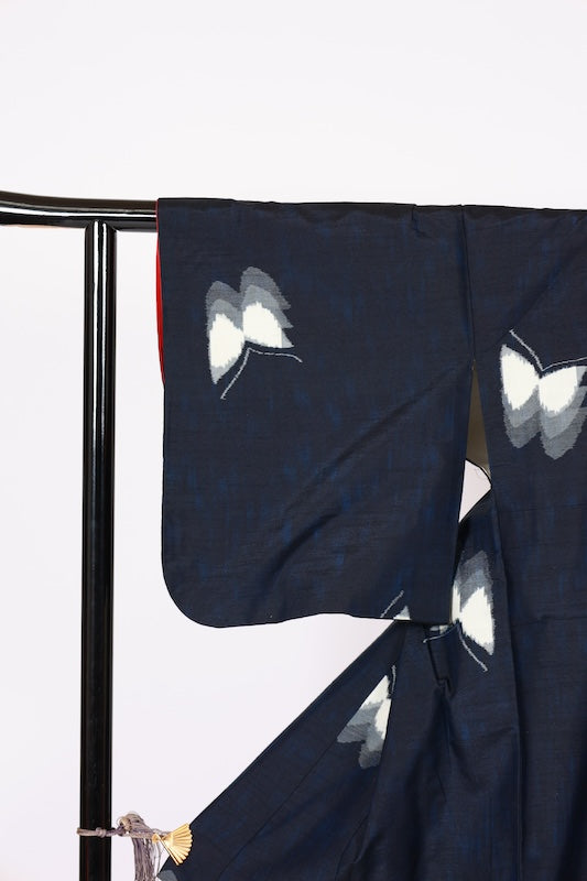 Japanese kimono used <Tsumugi> Msize  silk 100% /B1129