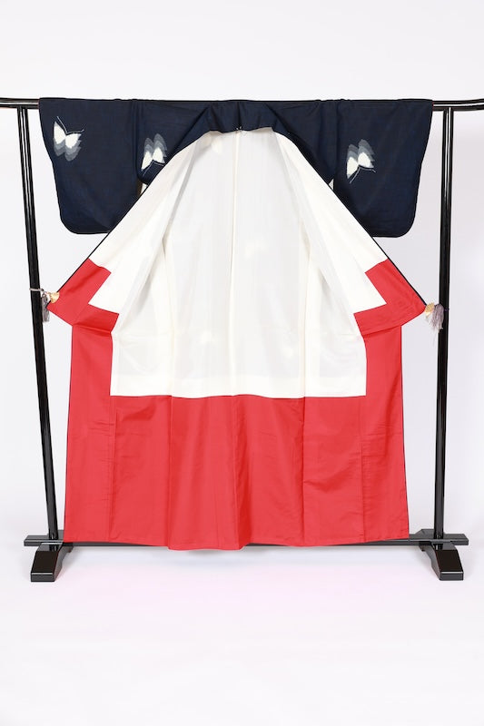 Japanese kimono used <Tsumugi> Msize  silk 100% /B1129