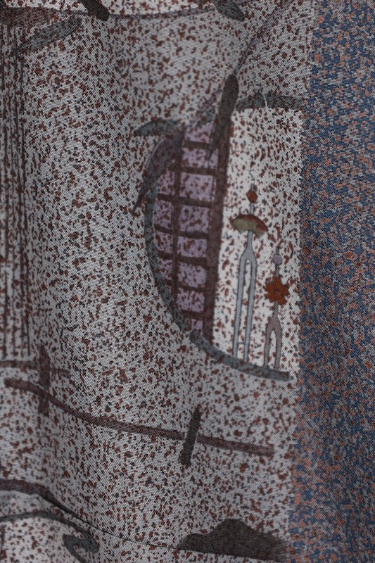 Japanese kimono used <Tsumugi> L-size  silk 100% /B1128