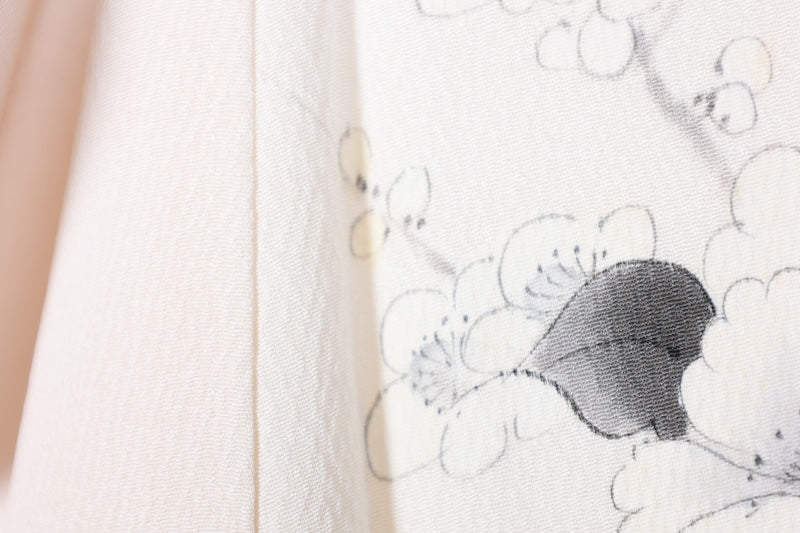 Houmongi kimono white Hand-painted with ink pre-owned /R573