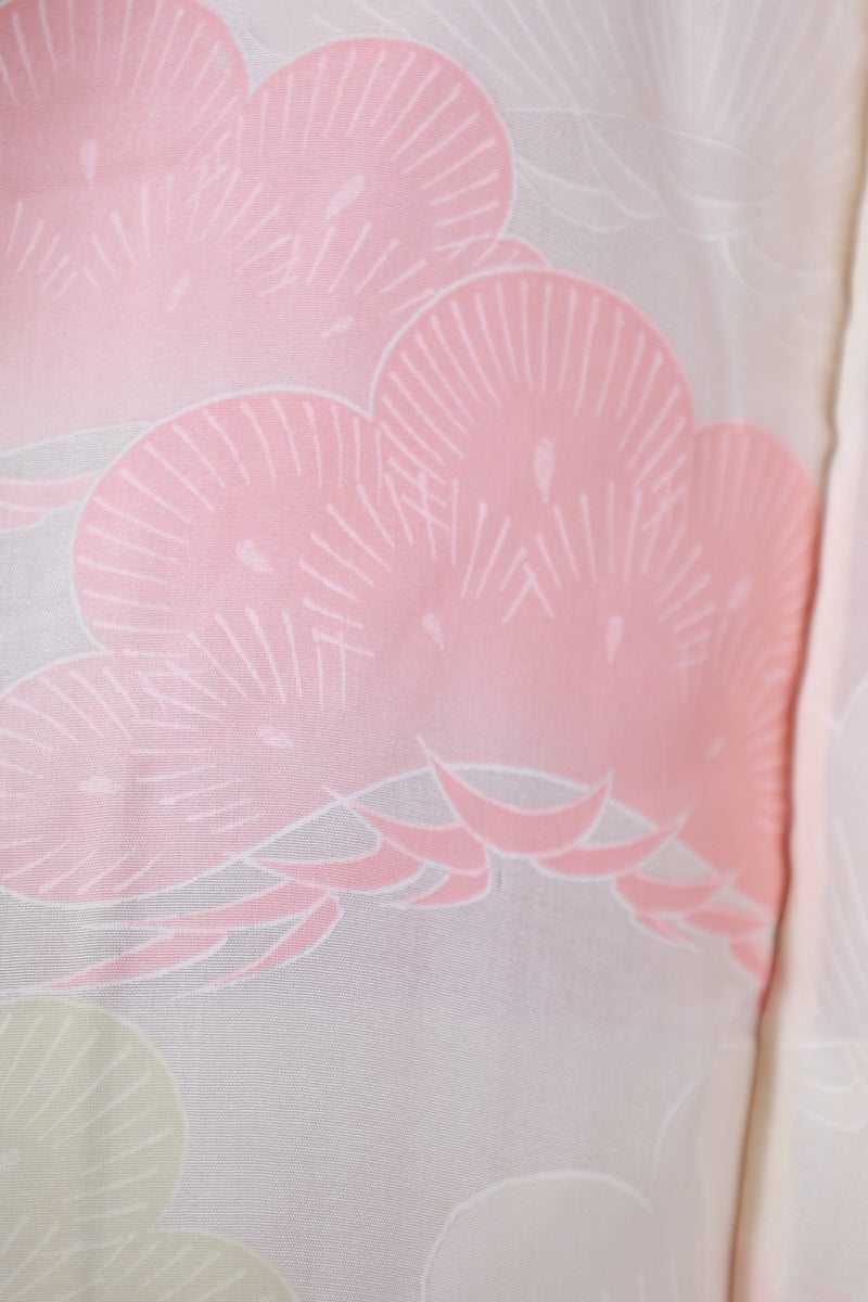 Haori jacket Madder red, white flower /R589