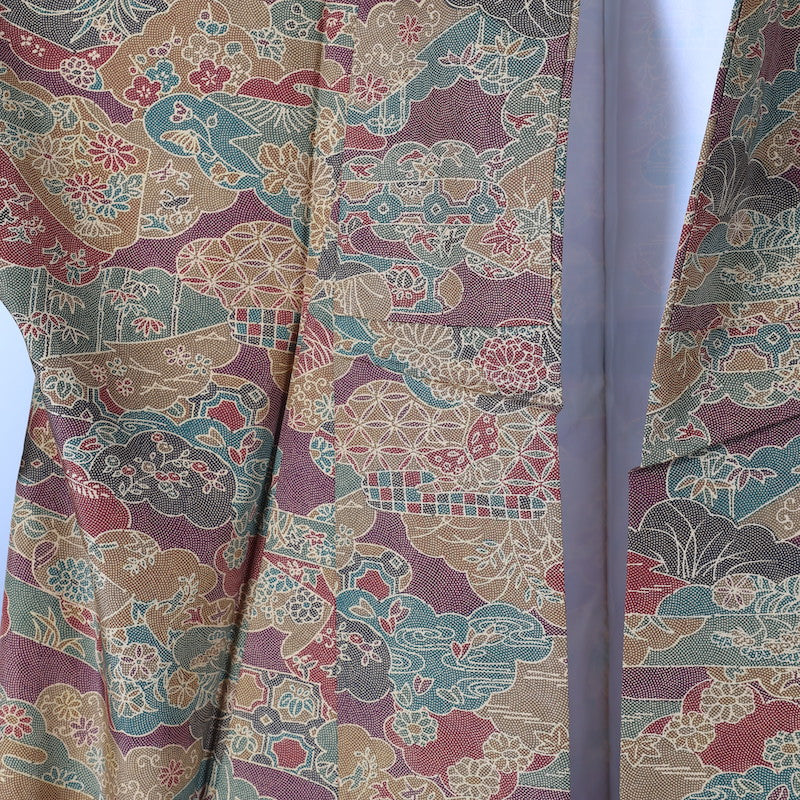 kimono  (Komon) M-size 100% silk  / C13