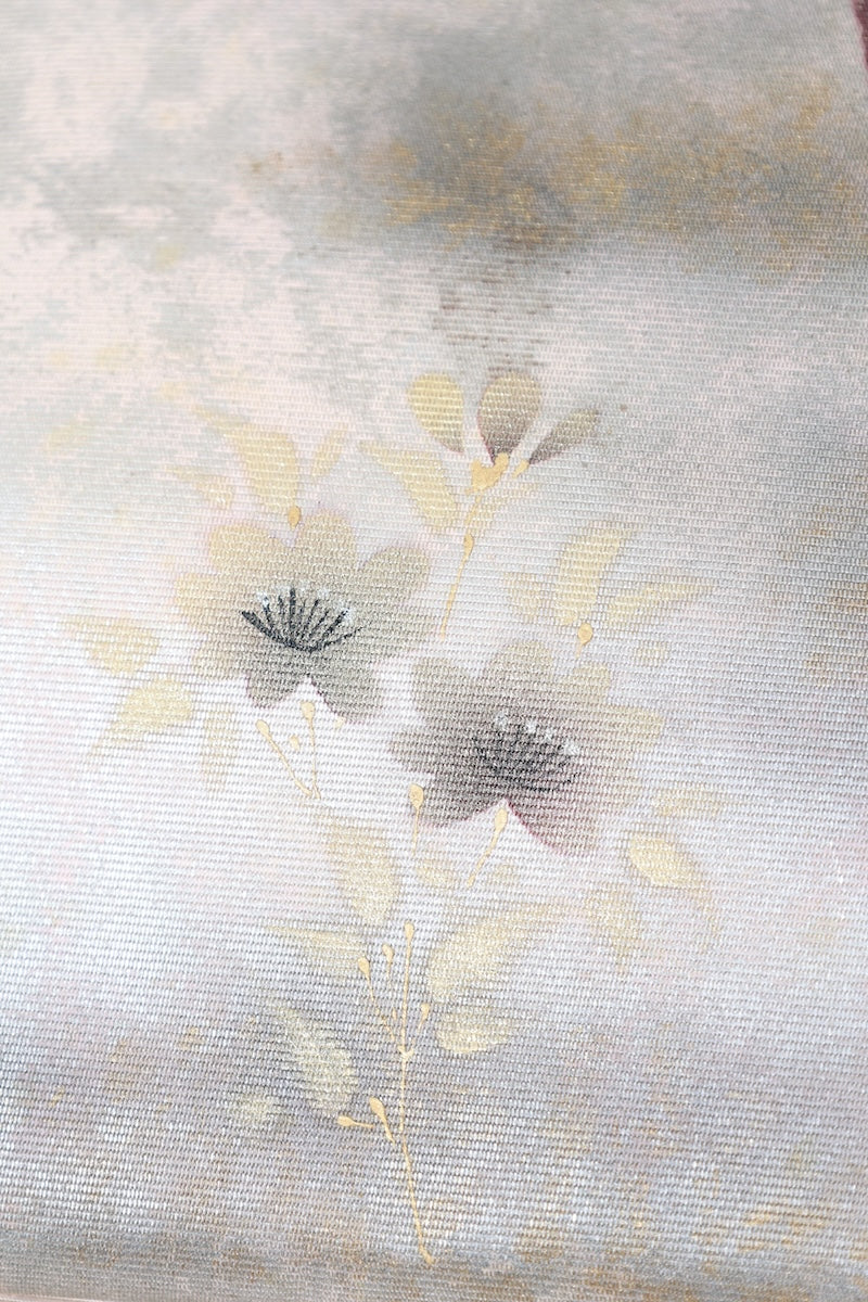 Nagoya obi sash belt beige flower /R591