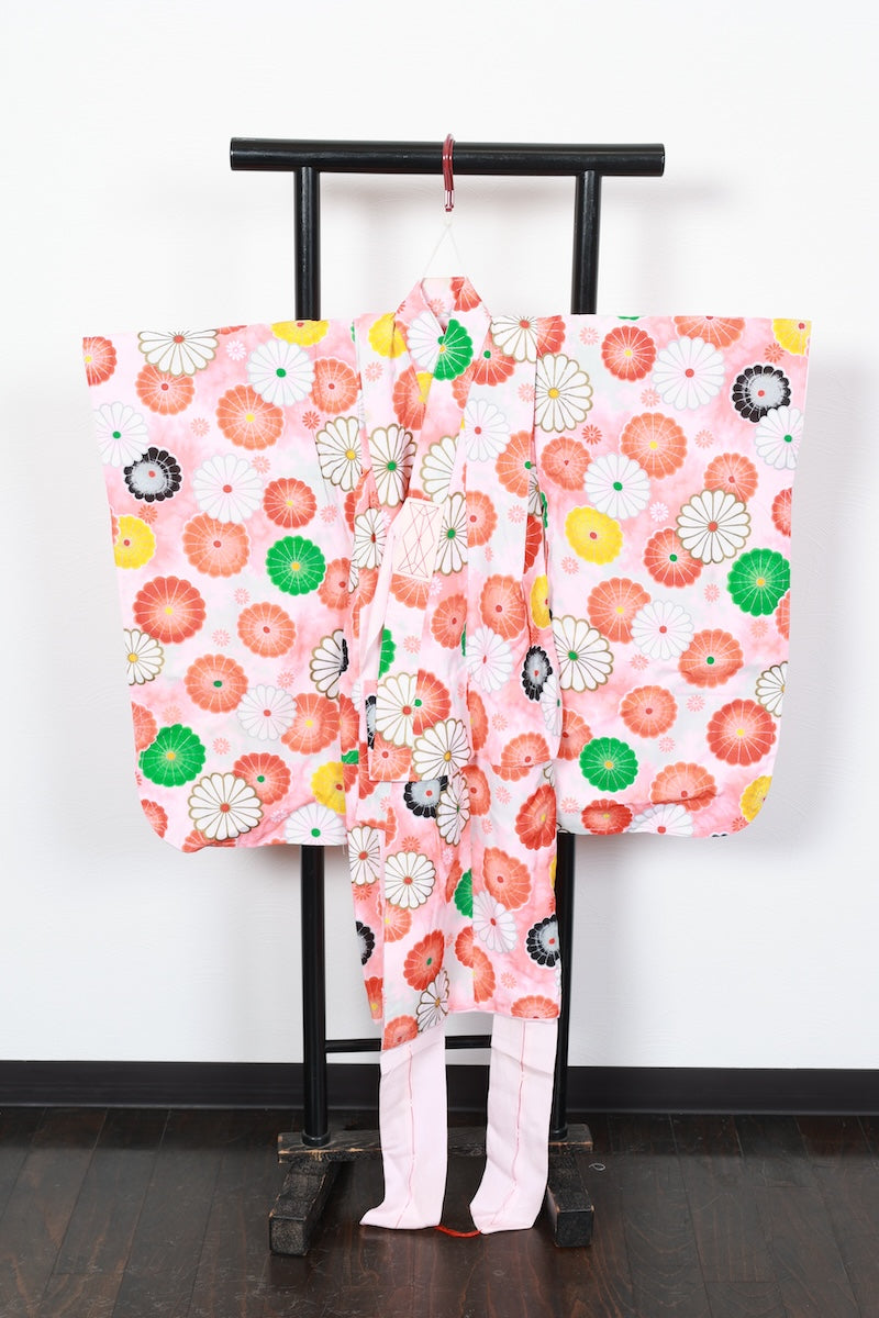 Baby girl Japanese kimono used <Hitotsumi>  silk 100% /B51