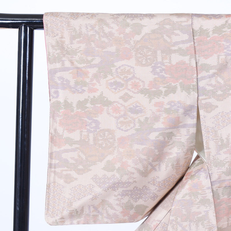 kimono  (Tsumugi) M-size 100% silk  / C17