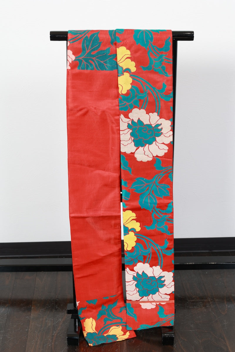 Antique Hanhaba obi sash belt red /R604
