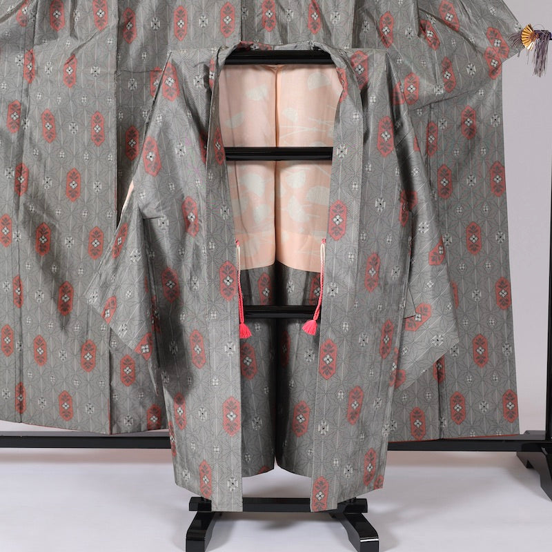 kimono  (Tsumugi) L-size 100% silk  / C21