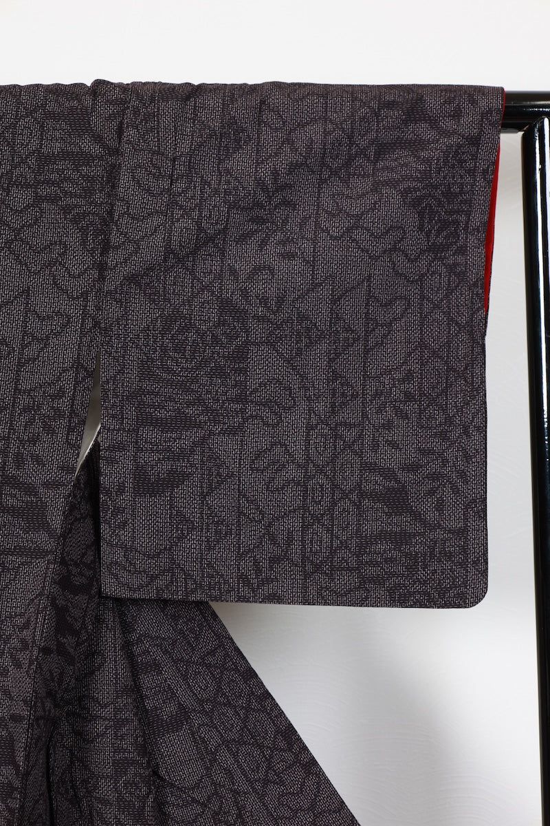 Tsumugi kimono indigo white pre-owned /R609