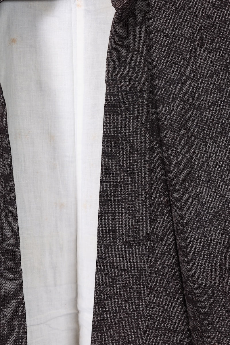 Tsumugi kimono indigo white pre-owned /R609